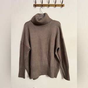 WILLIAM RAST Heather Brown Woven Cowl Turtleneck Sweater NWOT Sz M